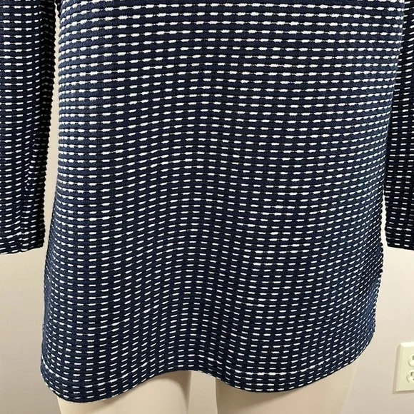 Talbots Petites Navy and White Bow Accent 3/4 Sleeve Top MP - Picture 4 of 16